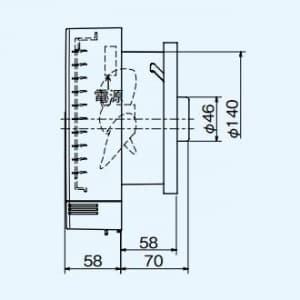 パイプ用ファン 湿度センサータイプ 角形格子グリル 接続パイプ:φ150mm 居室・洗面所用 V-12PHSD7