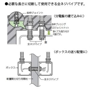 未来工業 全ネジパイプ ネジ全長160mm ネジの呼びG1/2 取付穴径φ21〜φ22 ベージュ 全ネジパイプ ネジ全長160mm ネジの呼びG1/2 取付穴径φ21〜φ22 ベージュ CDP-16S 画像2