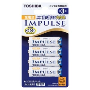 東芝 ニッケル水素電池 充電式 単3形×4本入 1.2V 2400mAh 《IMPULSE》 TNH-3A4P