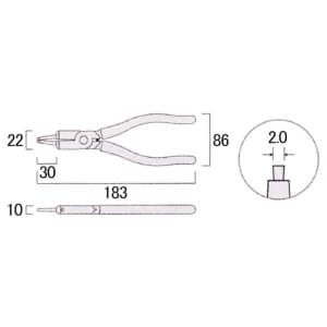 フジ矢 スナップリングプライヤー 軸用(直) 替え爪式 サイズ:185mm スナップリングプライヤー 軸用(直) 替え爪式 サイズ:185mm FOS-185 画像4