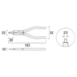 フジ矢 スナップリングプライヤー 穴用(直) 替え爪式 サイズ:185mm スナップリングプライヤー 穴用(直) 替え爪式 サイズ:185mm FCS-185 画像4