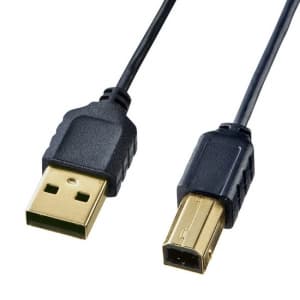 サンワサプライ 【在庫限り】極細USBケーブル USB2.0対応 Aコネクタ-Bコネクタ 長さ:1.5m ブラック KU20-SL15BK
