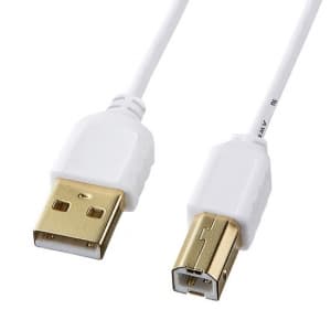 サンワサプライ 【在庫限り】極細USBケーブル USB2.0対応 Aコネクタ-Bコネクタ 長さ:0.5m ホワイト KU20-SL05W