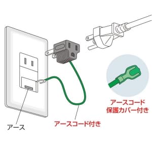 サンワサプライ 3P→2P変換アダプタ 平行型 3P・1個口 ブラック 3P→2P変換アダプタ 平行型 3P・1個口 ブラック TAP-AD1BKN 画像2