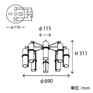 山田照明 【生産完了品】シャンデリア 10〜12畳向け E17クリプトン球(ホワイト)PS60W形×8 シャンデリア 10～12畳向け E17クリプトン球(ホワイト)PS60W形×8 LE-3772 画像3