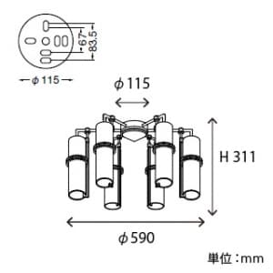 山田照明 【生産完了品】シャンデリア 8〜10畳向け E17クリプトン球(ホワイト)PS60W形×6 シャンデリア 8～10畳向け E17クリプトン球(ホワイト)PS60W形×6 LE-3771 画像3