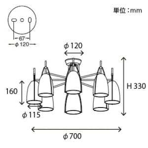 山田照明 【生産完了品】シャンデリア 10〜12畳向け E17クリプトン球(ホワイト)PS60W形×8 シャンデリア 10～12畳向け E17クリプトン球(ホワイト)PS60W形×8 LE-3638 画像2