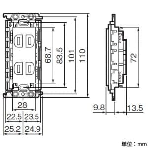 パナソニック 埋込ダブルコンセント 絶縁取付枠付 15A 125V ベージュ 埋込ダブルコンセント 絶縁取付枠付 15A 125V ベージュ WTF15024FK 画像3