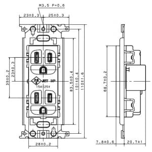 パナソニック フルカラー 埋込接地ダブルコンセント 取付枠付 15A 125V フルカラー 埋込接地ダブルコンセント 取付枠付 15A 125V WN1512K 画像3