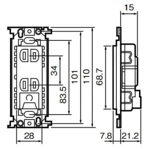 パナソニック フルカラー 埋込絶縁ダブルコンセント アースターミナル付 取付枠付 15A 125V フルカラー 埋込絶縁ダブルコンセント アースターミナル付 取付枠付 15A 125V WN15324K 画像2