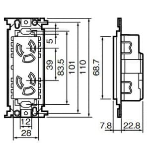 パナソニック フルカラー 埋込抜け止め接地ダブルコンセント 取付枠付 15A 125V フルカラー 埋込抜け止め接地ダブルコンセント 取付枠付 15A 125V WN1162 画像2