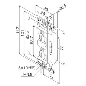 明工社 ML医用接地埋込ダブルコンセント C形 Sタイプ 通電表示ランプ付 15A 125V 白 ML医用接地埋込ダブルコンセント C形 Sタイプ 通電表示ランプ付 15A 125V 白 ML1272T4W 画像2