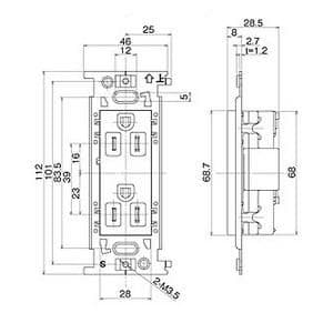 明工社 【生産完了品】ML接地ダブルコンセント Sタイプ B形 15A 125V 緑 ML接地ダブルコンセント Sタイプ B形 15A 125V 緑 ML1248T2M 画像2