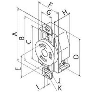 明工社 UL・CSA 輸出機器専用 接地引掛埋込コンセント 3P 30A 125V/250V UL・CSA 輸出機器専用 接地引掛埋込コンセント 3P 30A 125V/250V MH2834 画像2