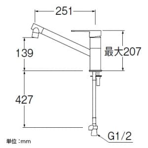 SANEI シングルワンホール混合栓 節水水栓 キッチン用 泡沫吐水 column シングルワンホール混合栓 節水水栓 キッチン用 泡沫吐水 column K875JDVZ-1 画像2