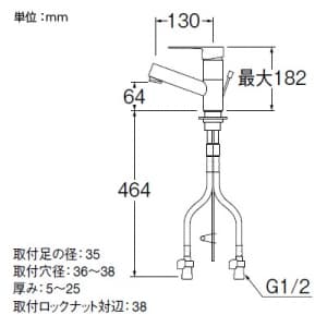 SANEI シングルワンホール洗面混合栓 節水水栓 ポップアップ用 専用引棒付 泡沫吐水 吐水口高さ:64mm 寒冷地用 column シングルワンホール洗面混合栓 節水水栓 ポップアップ用 専用引棒付 泡沫吐水 吐水口高さ:64mm 寒冷地用 column K475PJK-1 画像2