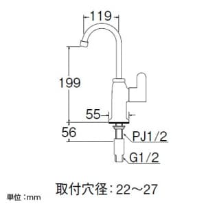 SANEI 立形自在水栓 パーティシンク用 セラミック水栓 キッチン用 泡沫吐水 吐水口高さ:199mm 寒冷地用 立形自在水栓 パーティシンク用 セラミック水栓 キッチン用 泡沫吐水 吐水口高さ:199mm 寒冷地用 JA546HCK-13 画像2