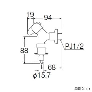 SANEI ミニセラ洗濯機用送り座水栓 セラミック水栓 オートストッパー付 miniCERA ミニセラ洗濯機用送り座水栓 セラミック水栓 オートストッパー付 miniCERA JY145TV-1-13 画像2