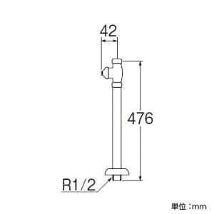 SANEI D式ストレート形止水栓 共用形 ヘリューズナシ ナット付 長さ:476mm D式ストレート形止水栓 共用形 ヘリューズナシ ナット付 長さ:476mm V21JSD-X-13 画像2