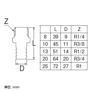 SANEI ステンレスホースニップル 呼び10(R3/8) SUS304製 ステンレスホースニップル 呼び10(R3/8) SUS304製 TS28-10 画像2