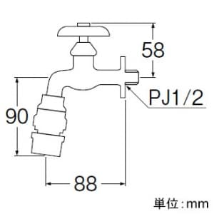 SANEI ジョインター横水栓 単水栓 逆止弁なし 適合ホース内径:12〜15mm ジョインター横水栓 単水栓 逆止弁なし 適合ホース内径:12〜15mm PY307-13 画像2