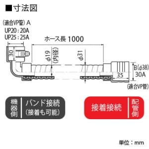 因幡電工 継手付き断熱ドレンホース 《ドレンあげゾウ》 30Sストレートタイプ ホース長:1000mm 適合VP管:A-25A/B-30A 継手付き断熱ドレンホース 《ドレンあげゾウ》 30Sストレートタイプ ホース長:1000mm 適合VP管:A-25A/B-30A DSH-UP25E30S-10 画像2