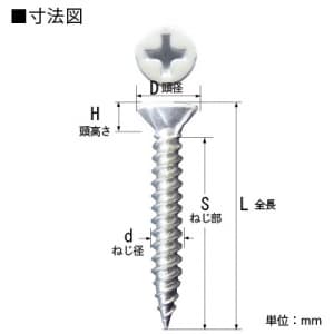 ノグチ 【生産完了品】軽天ビス ドライウォール 頭径7 フレキ ホワイト 3.5×41 鉄製 500本入 《匠力》  KTF41W 画像2