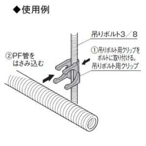 パナソニック 吊りボルト用クリップ PF管用 呼び22 ウォームグレイ 吊りボルト用クリップ PF管用 呼び22 ウォームグレイ DM22R 画像3