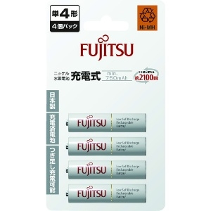 富士通 【販売終了】ニッケル水素電池 充電式電池 スタンダードタイプ 単4形 min.750mAh 4個パック セパレートブリスターパック HR-4UTC(4B)