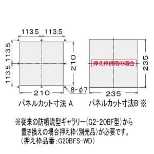 篠原電機 薄型防噴流ギャラリー 塩害対策仕様 IP55 AC100V 1個 ステンレス製 薄型防噴流ギャラリー 塩害対策仕様 IP55 AC100V 1個 ステンレス製 GTS-20W-ST-F1 画像4