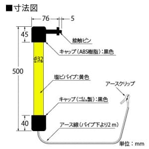 工具 篠原電機 放電用接地棒 Φ32×50cm HSB-50 :20230502094308-00102