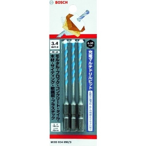 BOSCH 充電マルチドリルビット ショートタイプ 錐径φ3.4mm 全長90mm 3本入 MDB034090/3