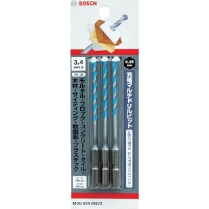 BOSCH 充電マルチドリルビット ショートタイプ 錐径φ4.3mm 全長90mm 3本入 MDB043090/3