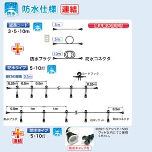 長谷川製作所 LED電球一体型提灯コード 防水仕様 屋外用 5灯 全長5m 防水プラグ・防水コネクタ付 LED電球一体型提灯コード 防水仕様 屋外用 5灯 全長5m 防水プラグ・防水コネクタ付 CCL5ML5P1 画像3