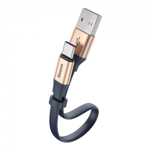 電材堂 USBケーブル 急速充電タイプ USB〜Type-C 長さ23cm ゴールドブルー DCATMBJBV3