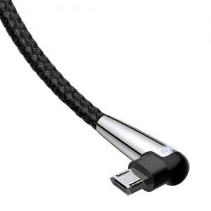 電材堂 USBケーブル エルボタイプ USB〜MicroUSB 長さ2m ブラック DCAMMVPF01