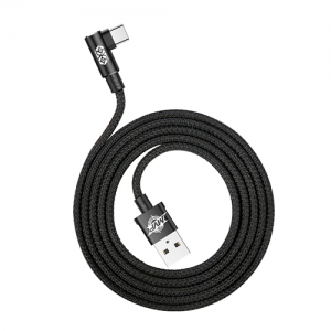 電材堂 USBケーブル エルボタイプ USB〜MicroUSB 長さ1m ブラック DCAMMVPA01