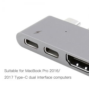 電材堂 【販売終了】USBハブアダプター Type-C用 Thunderbolt3対応 5in1 ディープスペースグレー USBハブアダプター Type-C用 Thunderbolt3対応 5in1 ディープスペースグレー DCAHUBB0G 画像4