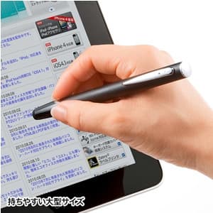 サンワサプライ タッチペン 大型サイズ スマートフォン・タブレット対応 静電容量方式 ブラック タッチペン 大型サイズ スマートフォン・タブレット対応 静電容量方式 ブラック PDA-PEN30BK 画像3