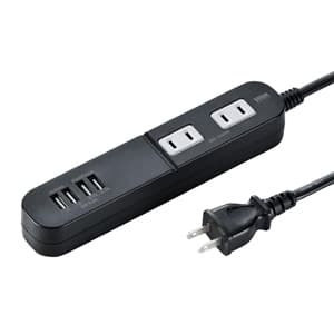 サンワサプライ 【生産完了品】便利タップ 2P・2個口+USB4ポート USB出力4.8A 1.8m ブラック TAP-B49BK