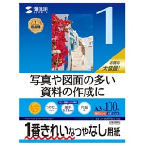 サンワサプライ インクジェット用印刷紙 A3サイズ つやなしマット・薄手タイプ スーパーファイングレード 片面印刷 100枚入 JP-EM5NA3-100