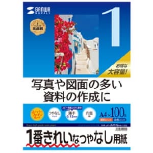 サンワサプライ インクジェット用印刷紙 A4サイズ つやなしマット・薄手タイプ スーパーファイングレード 片面印刷 100枚入 JP-EM5NA4-100