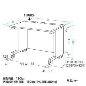 サンワサプライ 【受注生産品】eデスク Sタイプ 幅1400×奥行き700mm 総耐荷重180kg 【受注生産品】eデスク Sタイプ 幅1400×奥行き700mm 総耐荷重180kg ED-SK14070N 画像3