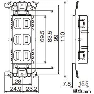 パナソニック 埋込トリプルコンセント 金属枠付 15A 125V セラミックホワイト 埋込トリプルコンセント 金属枠付 15A 125V セラミックホワイト WTL13033W 画像2