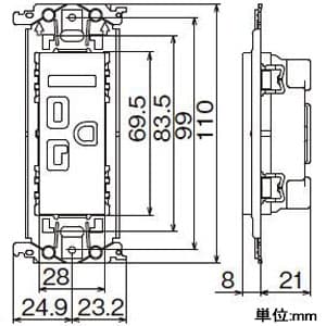 パナソニック 15A・20A兼用埋込接地コンセント 金属枠付 20A 250V グレー 15A・20A兼用埋込接地コンセント 金属枠付 20A 250V グレー WTL19223H 画像2