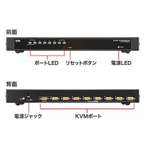 サンワサプライ パソコン自動切替器 切替えポート数8:1 PS/2・USB両対応 サーバー向け デュアルインターフェース対応 パソコン自動切替器 切替えポート数8:1 PS/2・USB両対応 サーバー向け デュアルインターフェース対応 SW-KVM8UP 画像3