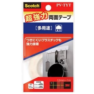 3M 《スコッチ》 超強力両面テープ 多用途タイプ 12mm×1m 白 PV-TYT