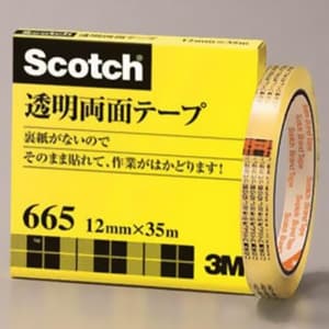 3M 《スコッチ》 透明両面テープ ライナーなし 12mm×35m 透明 《スコッチ》 透明両面テープ ライナーなし 12mm×35m 透明 665-3-12