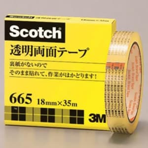 《スコッチ》 透明両面テープ ライナーなし 18mm×35m 透明 665-3-18