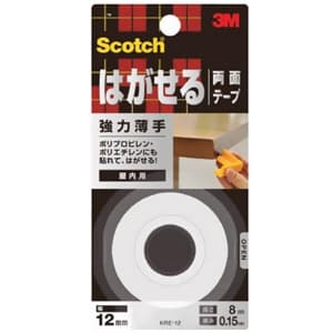 3M 《スコッチ》 はがせる両面テープ 強力薄手タイプ 12mm×8m 白 《スコッチ》 はがせる両面テープ 強力薄手タイプ 12mm×8m 白 KRE-12